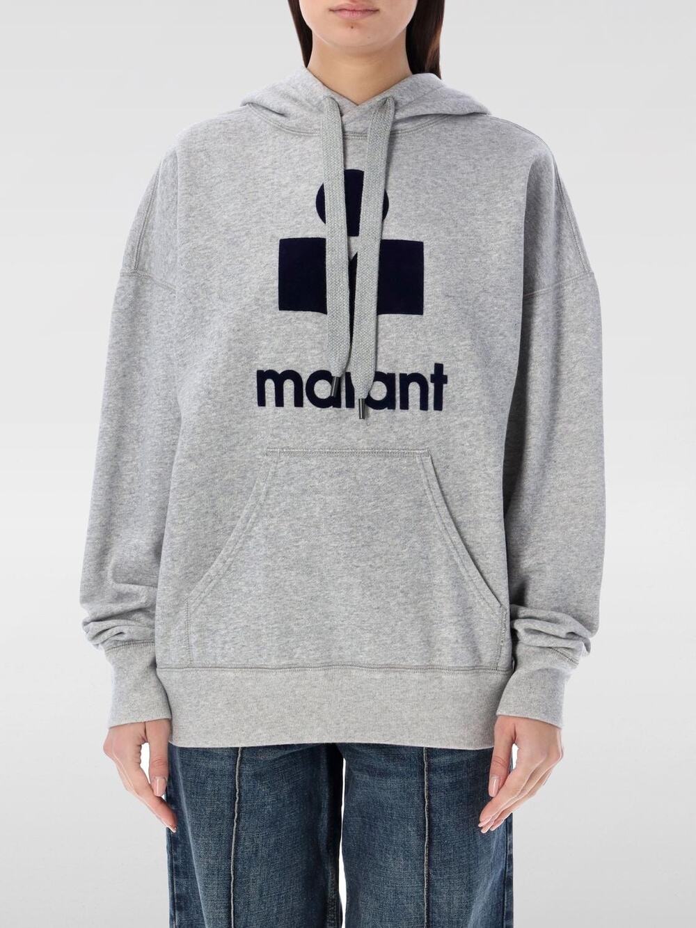 Isabel Marant Étoile Marant Logo Hoodie Gray Navy Pullover Sweatshirt FR 34